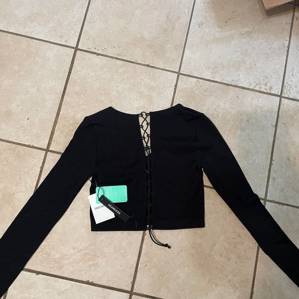 Forever 21 crop top long sleeve seamless women small